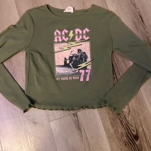 AC/DC Kids Olive Green Long Sleeve Tee